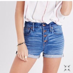Madewell high rise button through denim shorts